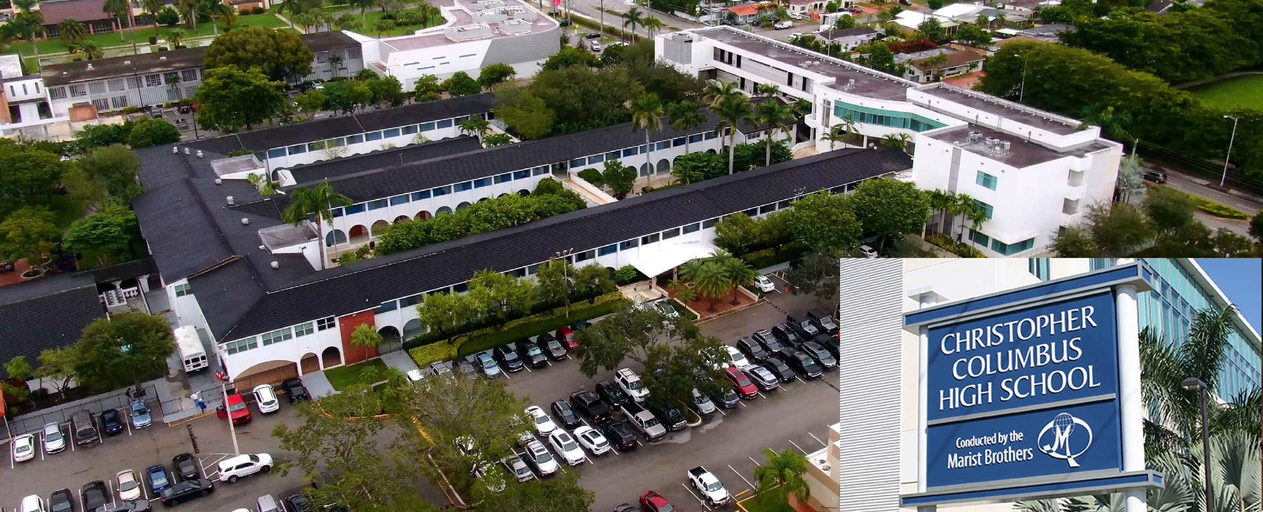 Christopher Columbus High School aerial view